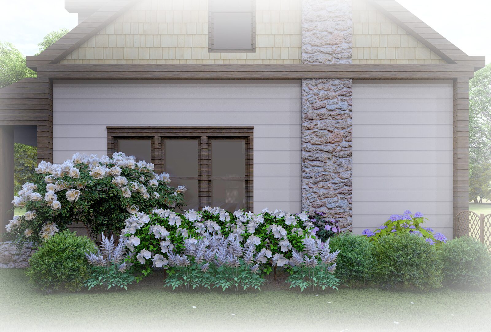 Diverse home garden planting.